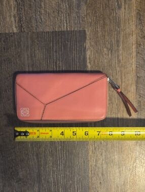Loewe Long Pink Leather Zip Wallet with Logo Used